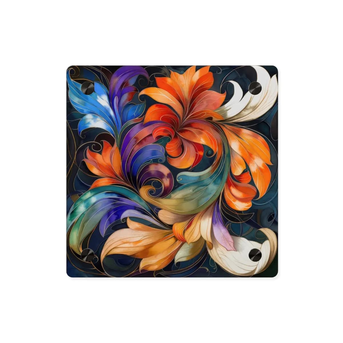 Floral Whirlwind of Blazing Petals - Acrylic Wall Art Panels mockup angle 1