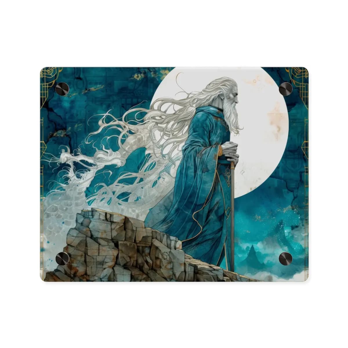 The White Sage and the Phantom Dragon - Acrylic Wall Art Panels mockup angle 1
