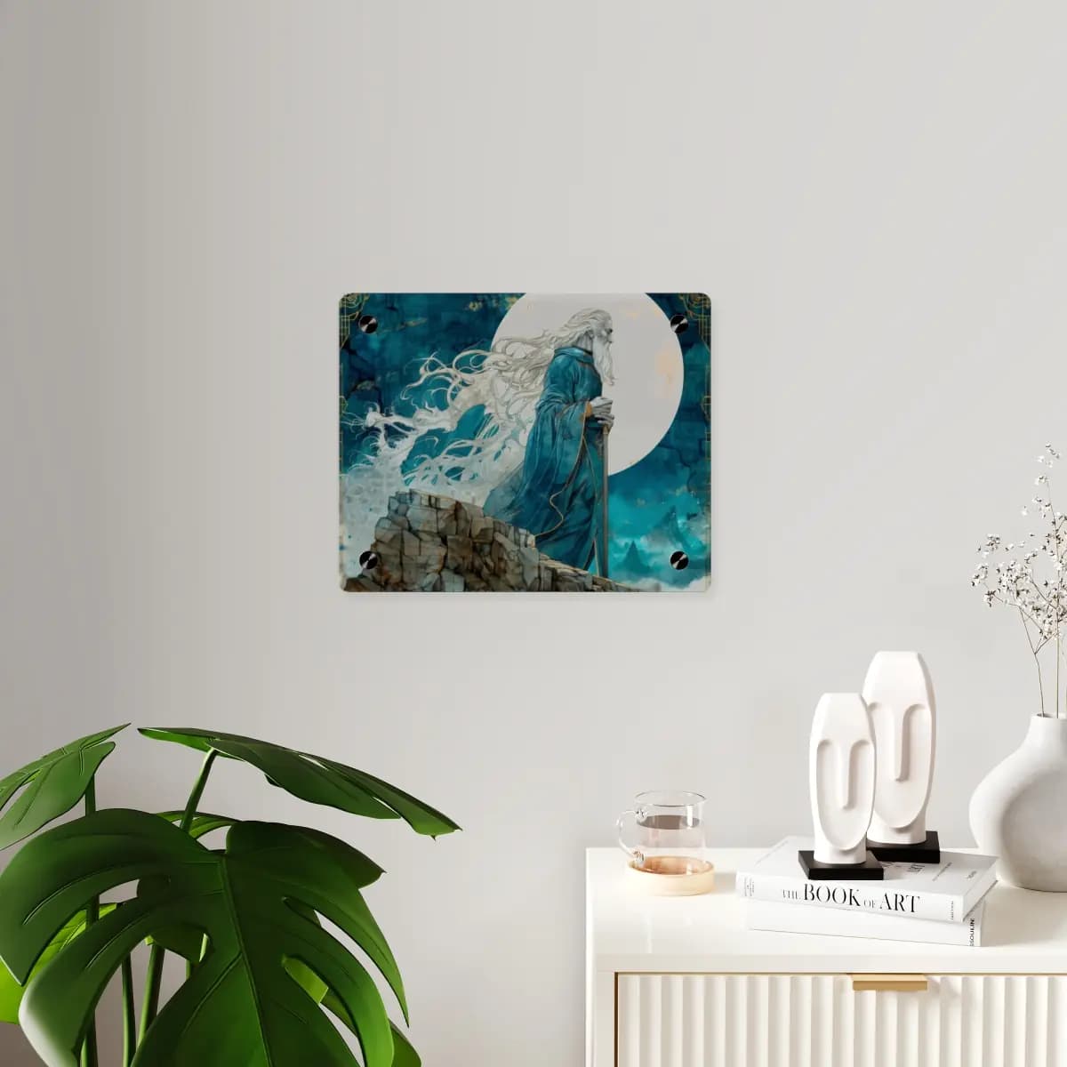 The White Sage and the Phantom Dragon - Acrylic Wall Art Panels mockup angle 3