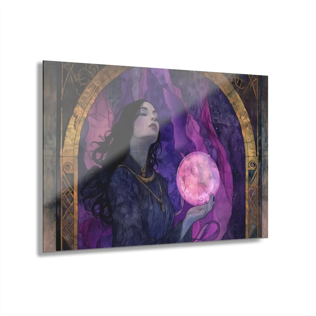 The Sorceress and Her Glowing Orb - Acrylic Prints (French Cleat Hanging) mockup angle 1