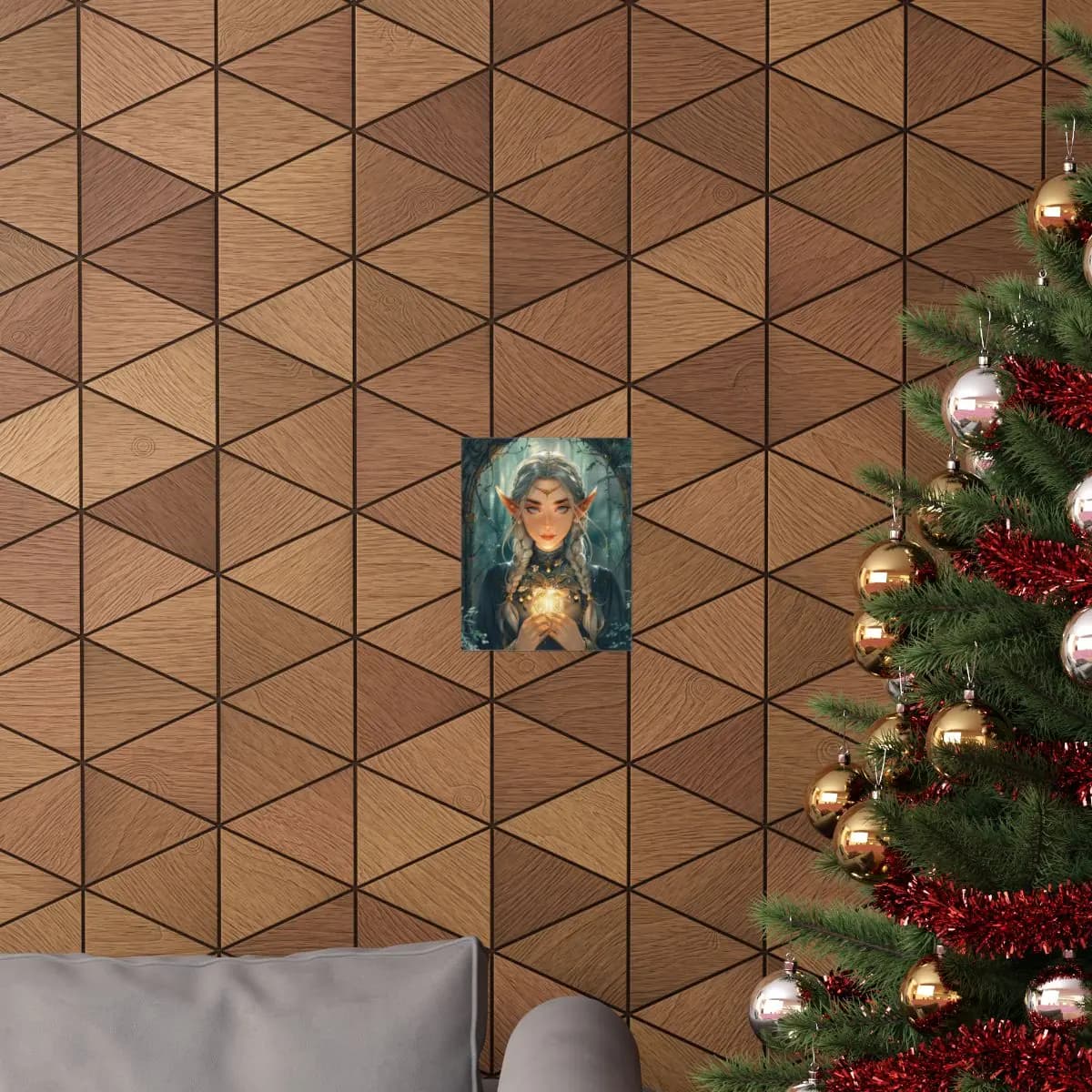 Silver-Haired Elf and the Enchanted Golden Orb - Matte Vertical Posters mockup angle 4