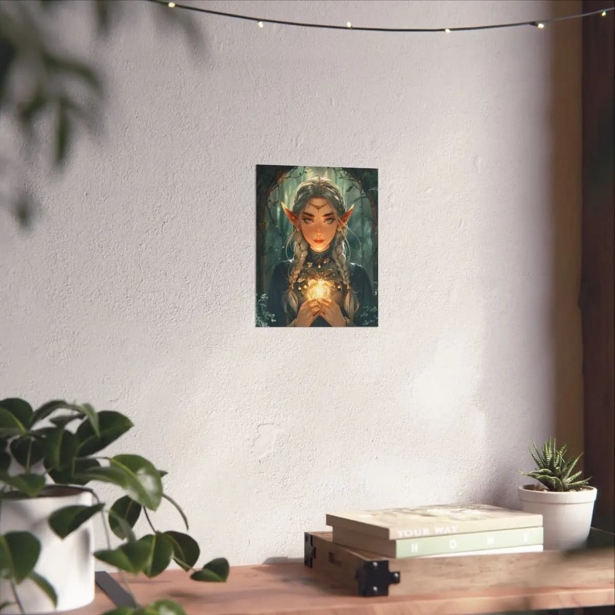 Silver-Haired Elf and the Enchanted Golden Orb - Matte Vertical Posters mockup angle 6