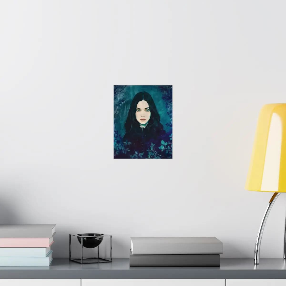 Emerald Gaze Within a Blue Forest - Matte Vertical Posters mockup angle 8