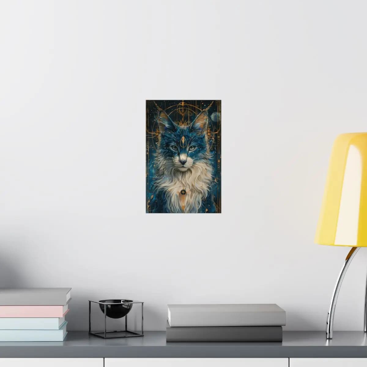 The Celestial Cat of Golden Symbols - Matte Vertical Posters mockup angle 8