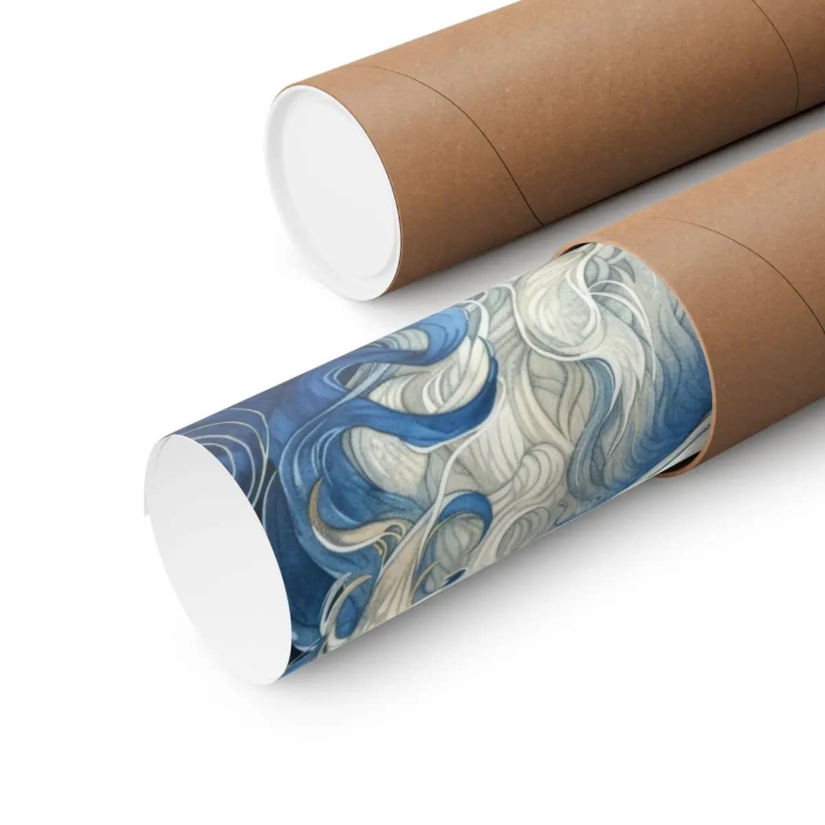 Celestial Fox in Gold and Midnight Blue - Matte Vertical Posters mockup angle 3