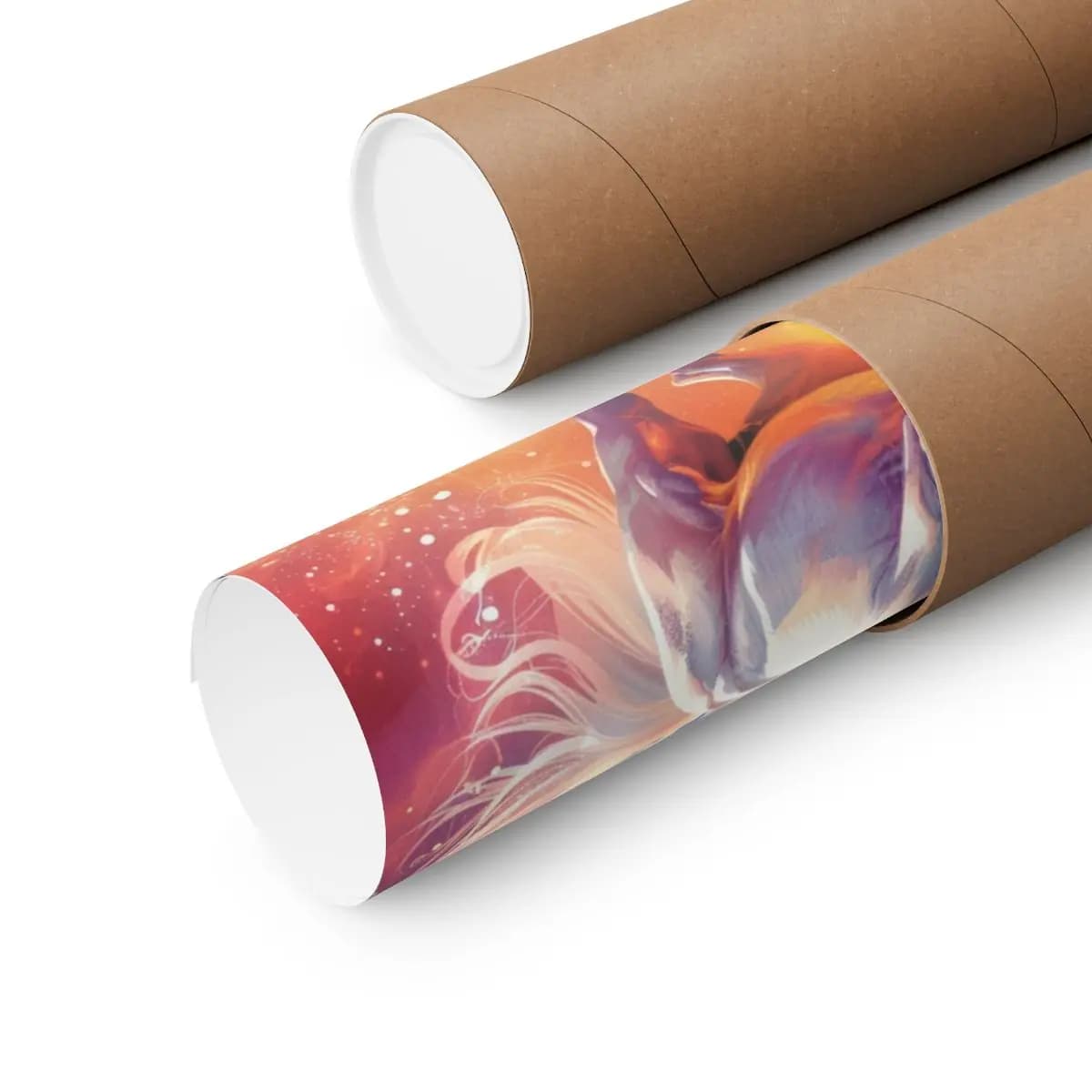 Celestial Unicorn Rearing Through Fiery Clouds - Matte Vertical Posters mockup angle 3