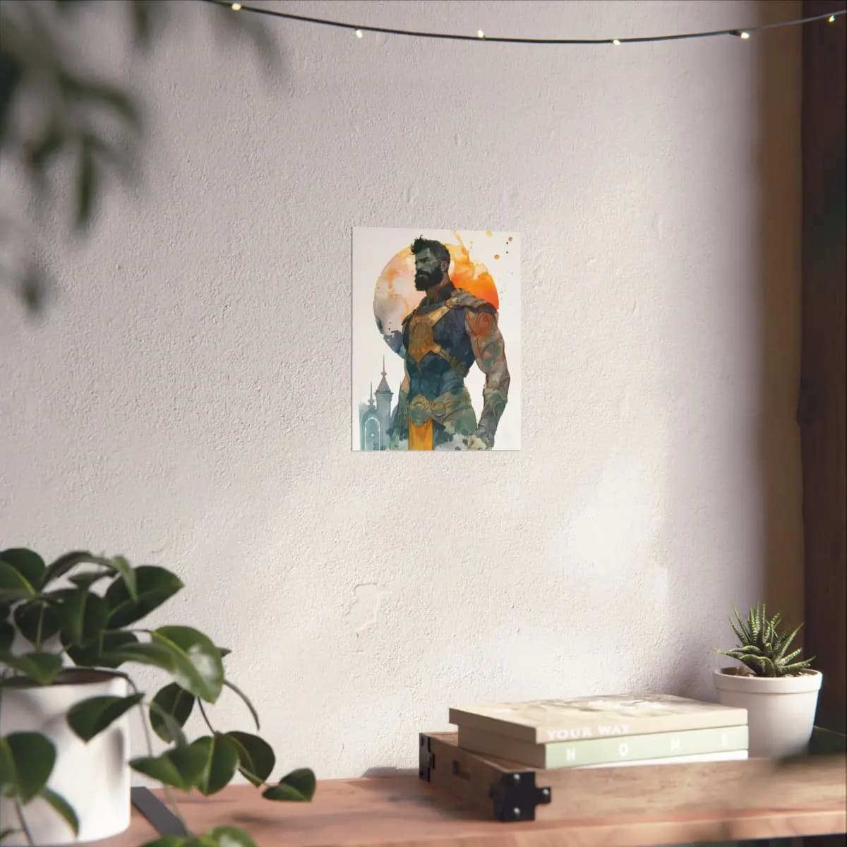 Tattooed Warrior Before a Blazing Sun - Matte Vertical Posters mockup angle 6