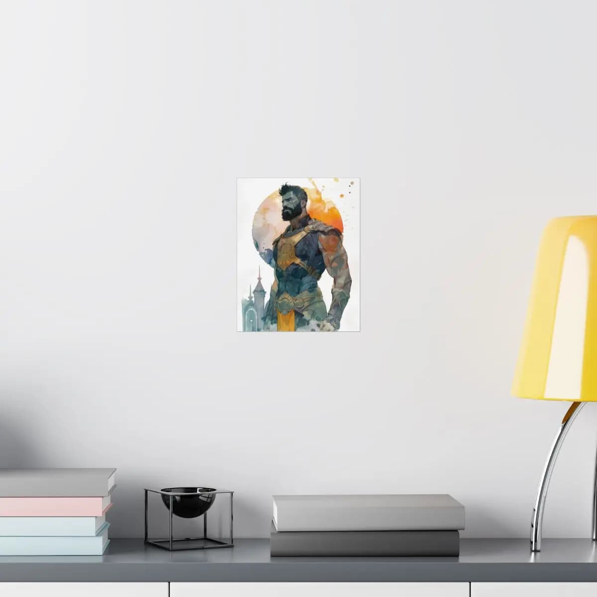 Tattooed Warrior Before a Blazing Sun - Matte Vertical Posters mockup angle 8