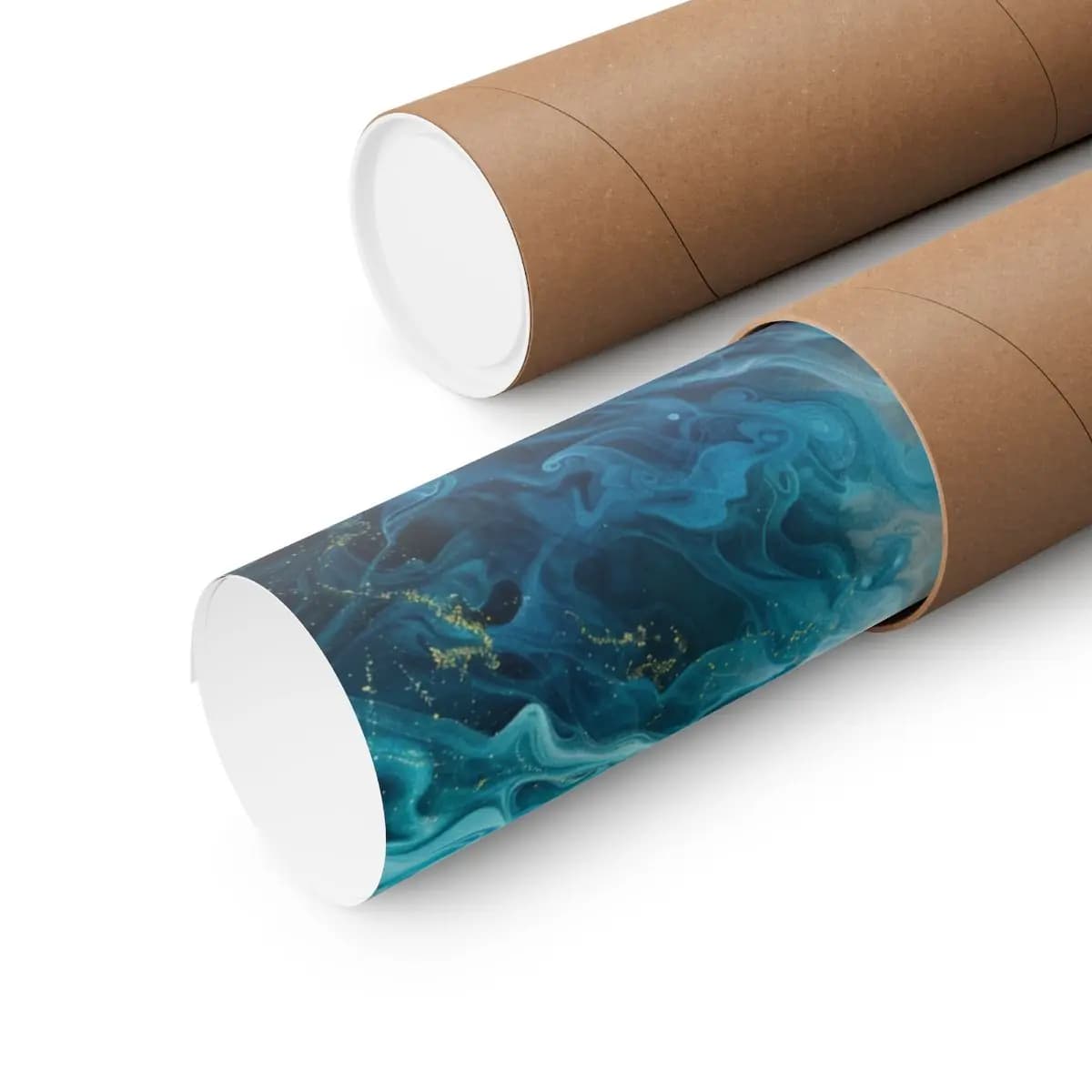 Woman's Face Dissolving into Turquoise Waves - Matte Vertical Posters mockup angle 3