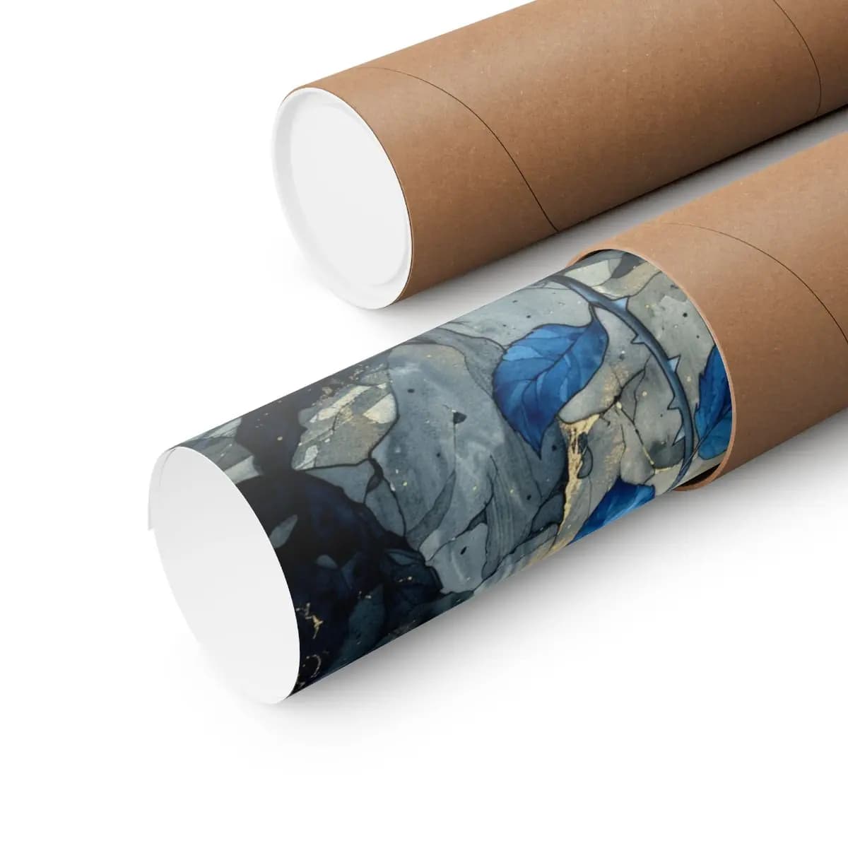 Eternal Blue Rose Among Shattered Stone - Matte Vertical Posters mockup angle 3