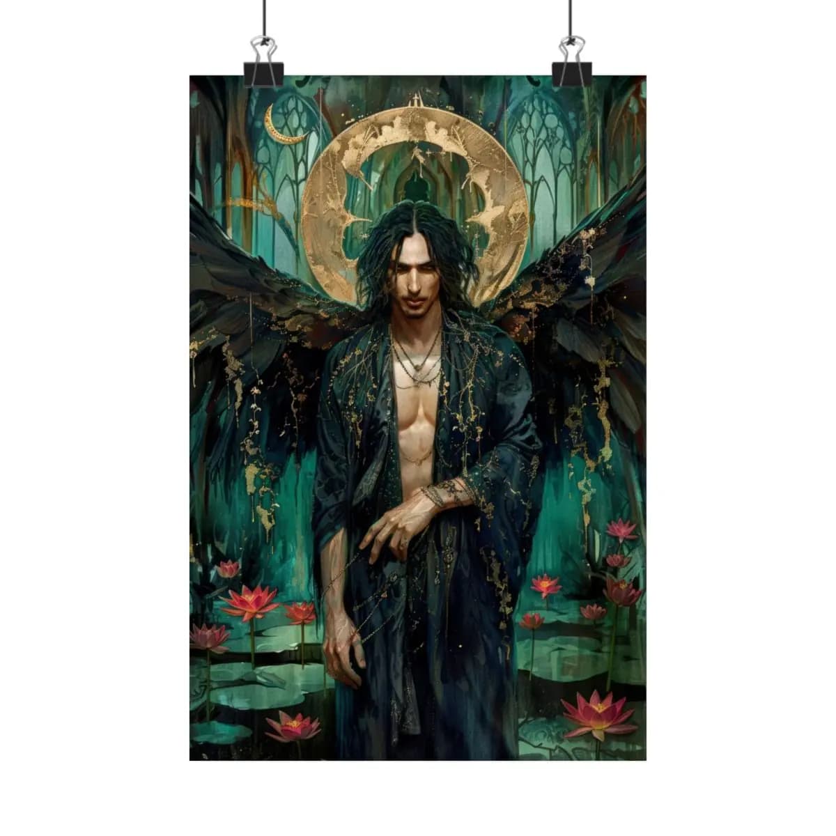 The Fallen Angel Among Scarlet Lotuses - Matte Vertical Posters mockup angle 1