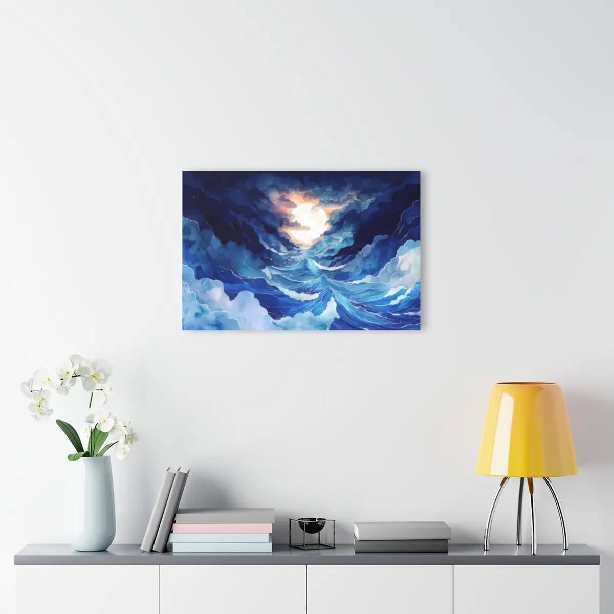 Full Moon Over a Stormy Night Sea - Acrylic Prints (French Cleat Hanging) mockup angle 4
