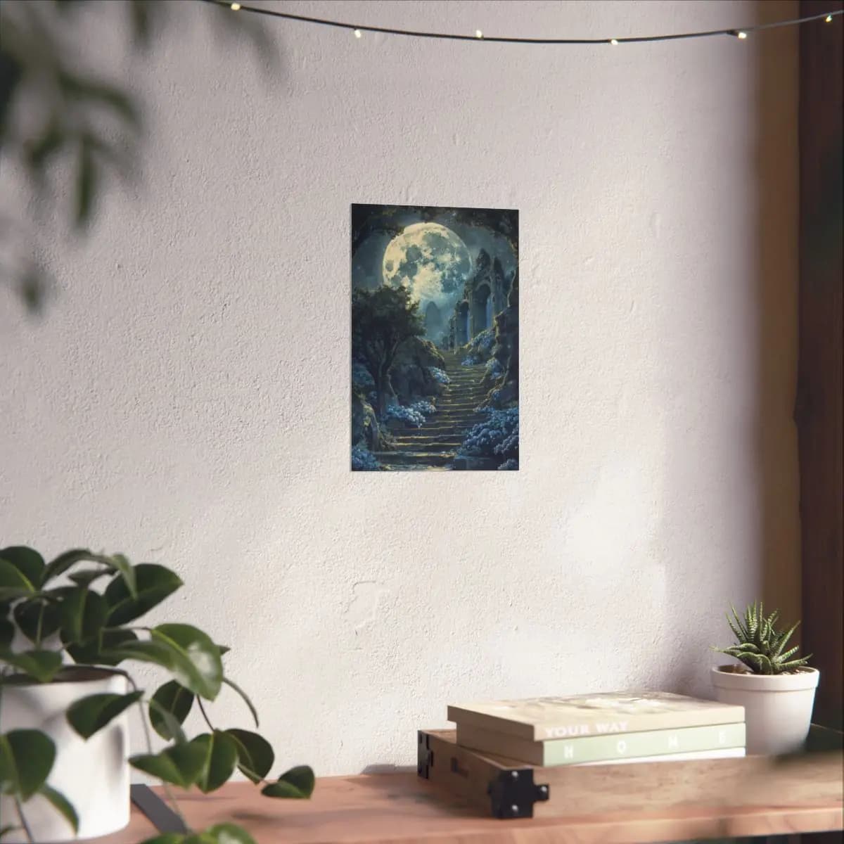 Stone Stairway to the Moonlit Ancient Gate - Matte Vertical Posters mockup angle 6