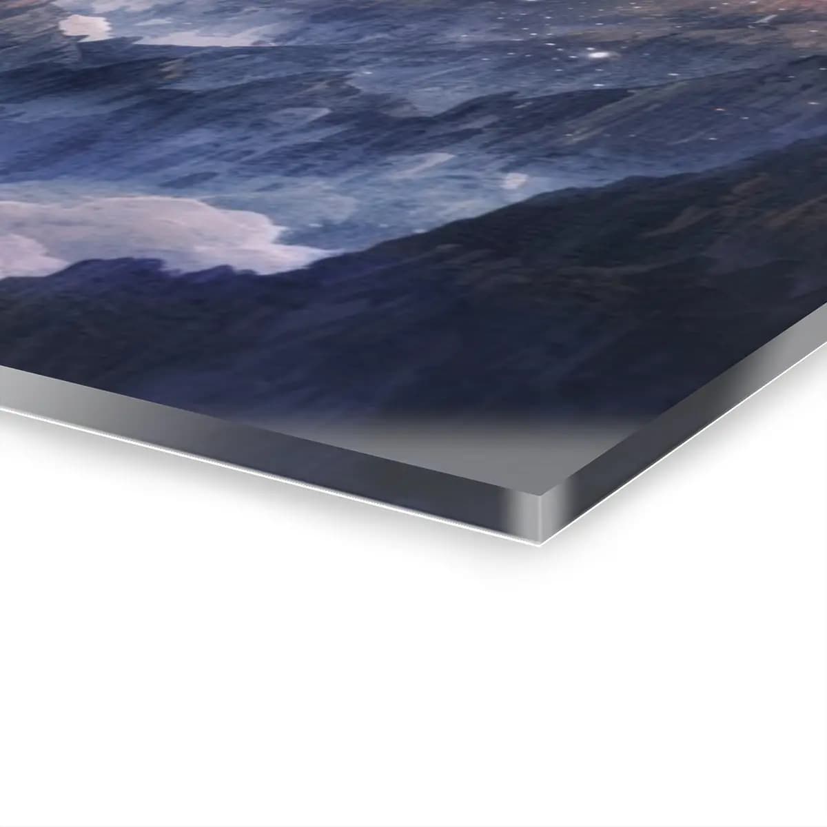 Celestial Planet Over Mystic Mountain Peaks - Acrylic Prints (French Cleat Hanging) mockup angle 3