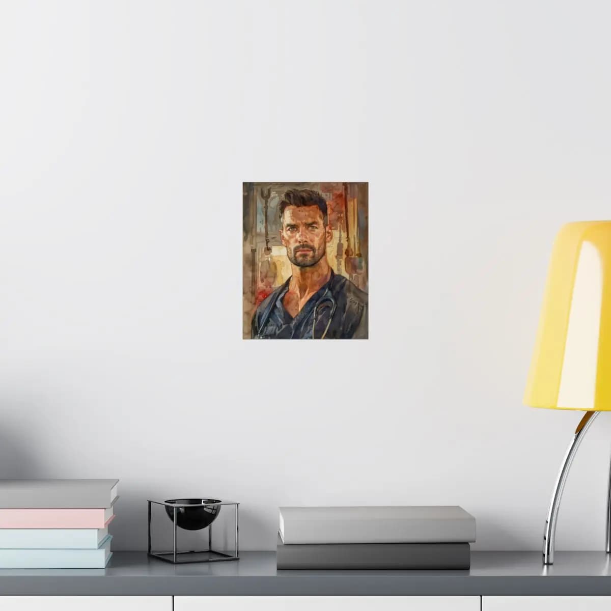 Burning Light Portrait of a Determined Doctor - Matte Vertical Posters mockup angle 8
