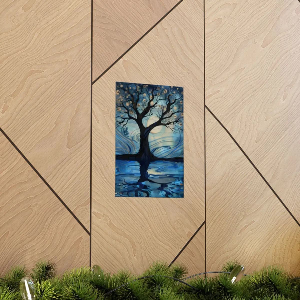 The Moon Tree Above Celestial Waters - Matte Vertical Posters mockup angle 5
