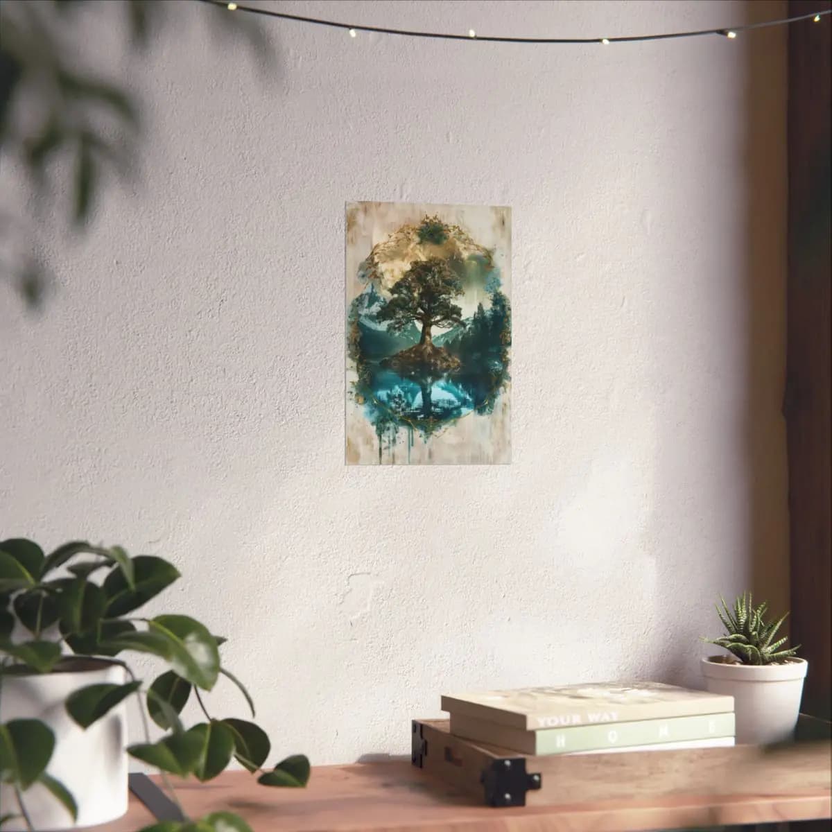 The Solitary Tree at the Heart of the Lake - Matte Vertical Posters mockup angle 6