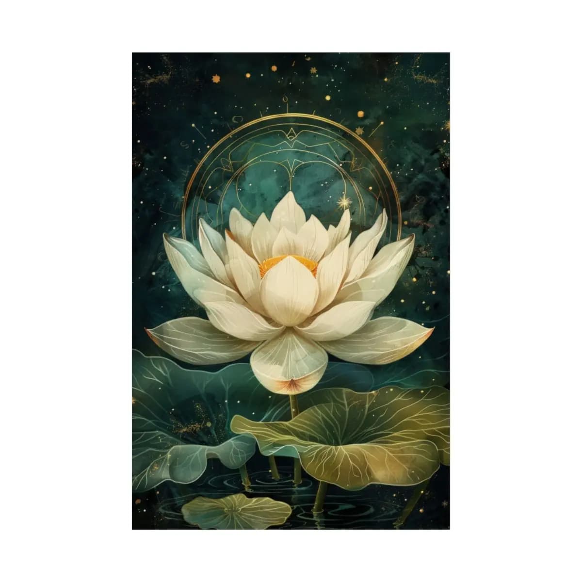 Sacred White Lotus with Golden Radiance - Matte Vertical Posters mockup angle 2