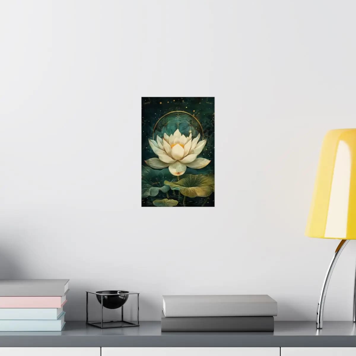 Sacred White Lotus with Golden Radiance - Matte Vertical Posters mockup angle 8