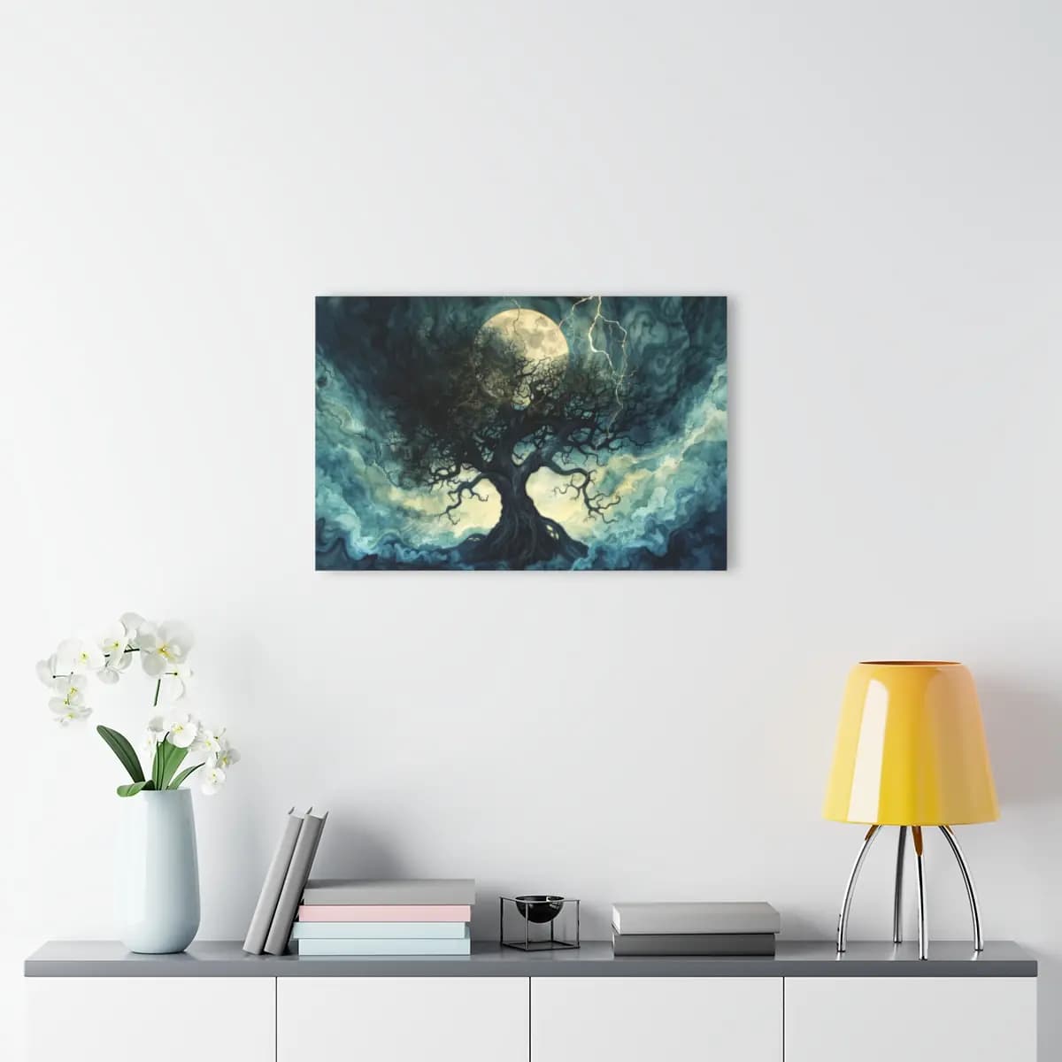 Ancient Tree Beneath the Storm Moon - Acrylic Prints (French Cleat Hanging) mockup angle 4