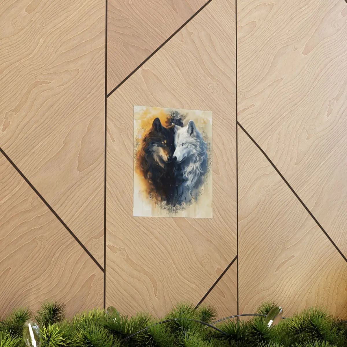 Duality of the Black and White Wolves - Matte Vertical Posters mockup angle 5