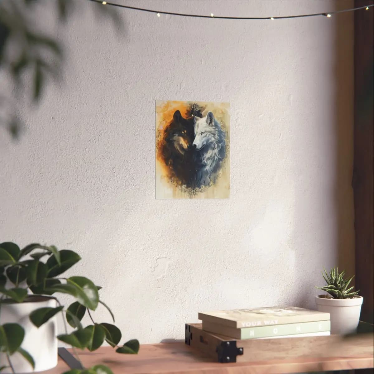 Duality of the Black and White Wolves - Matte Vertical Posters mockup angle 6