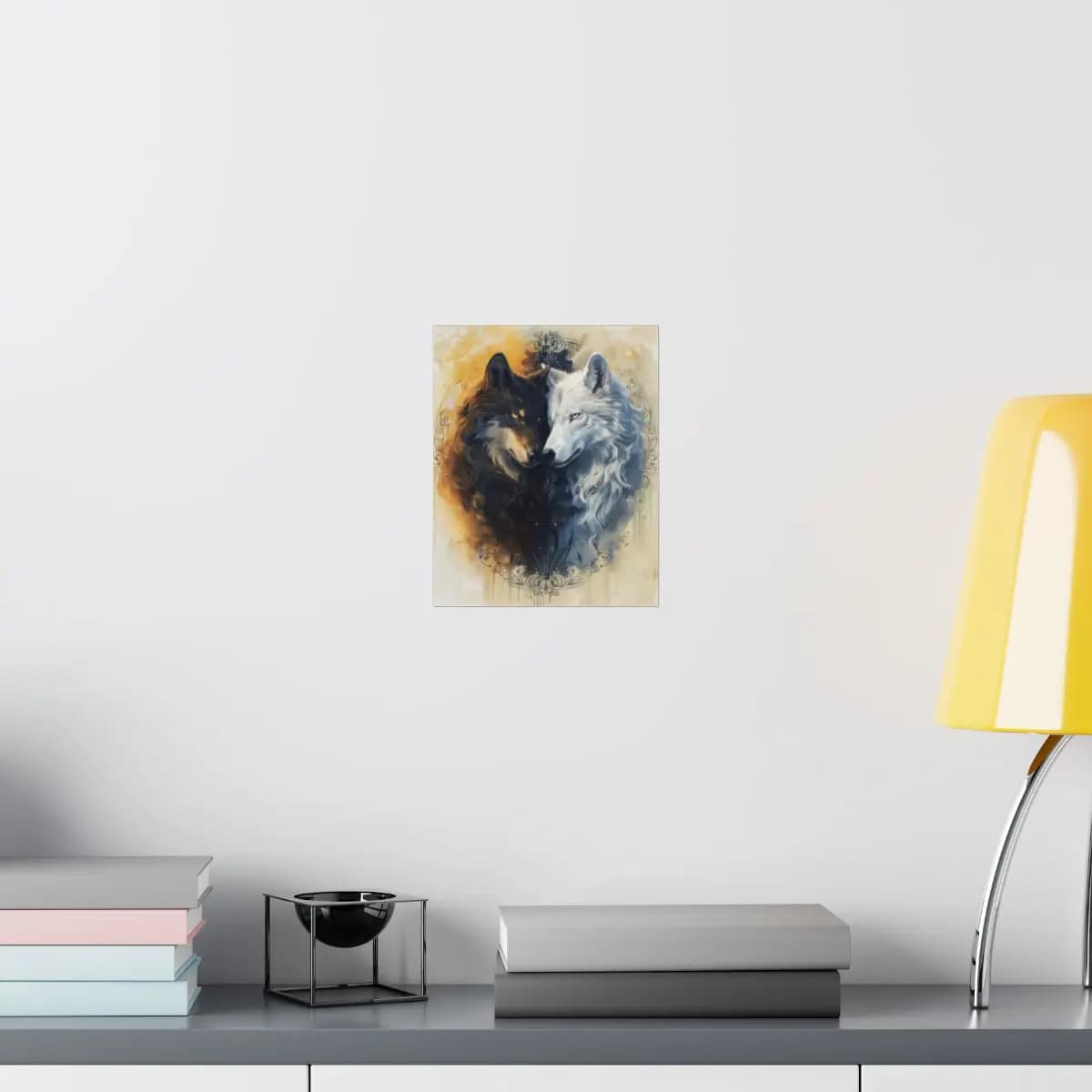 Duality of the Black and White Wolves - Matte Vertical Posters mockup angle 8