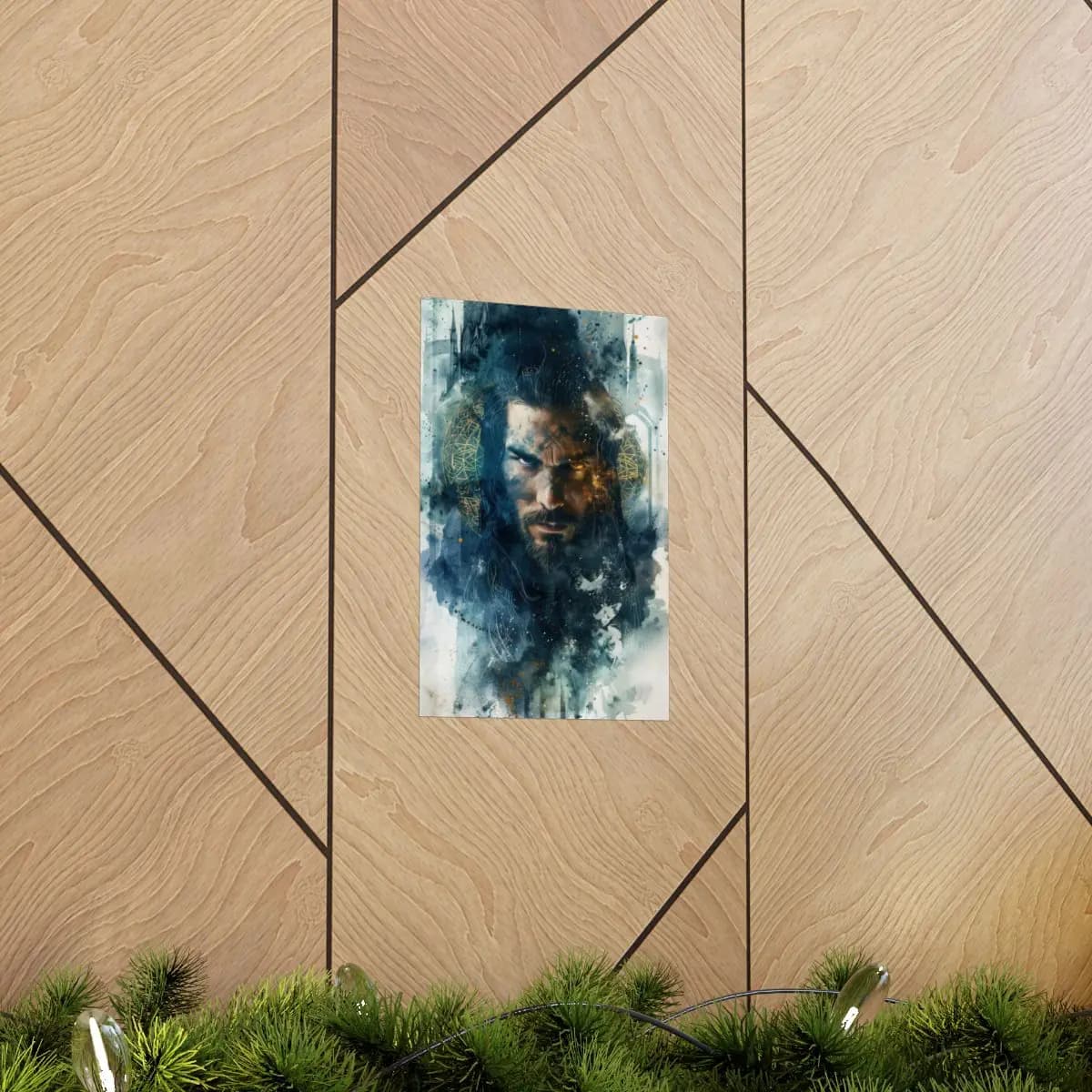 Mystic Warrior with Eyes of Fire - Matte Vertical Posters mockup angle 5