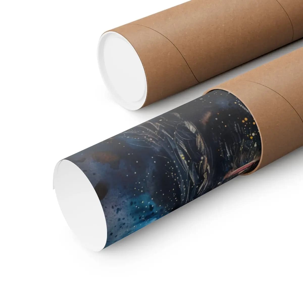 The Ice-Eyed Sorcerer Beneath the Golden Stars - Matte Vertical Posters mockup angle 3