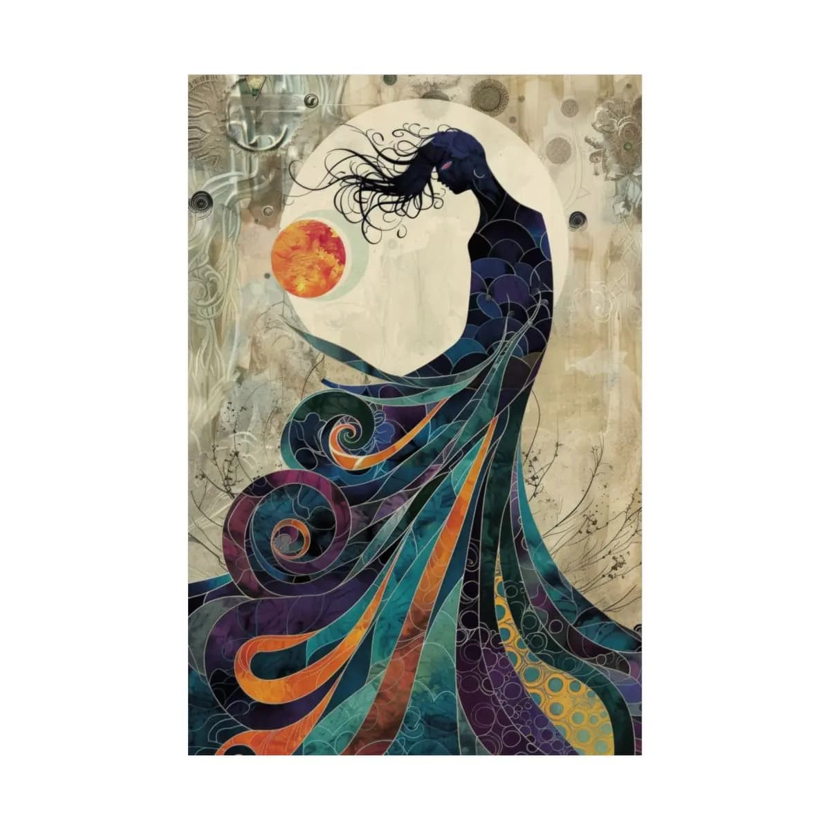 Fire Sun Goddess of the Flowing Waves - Matte Vertical Posters mockup angle 2