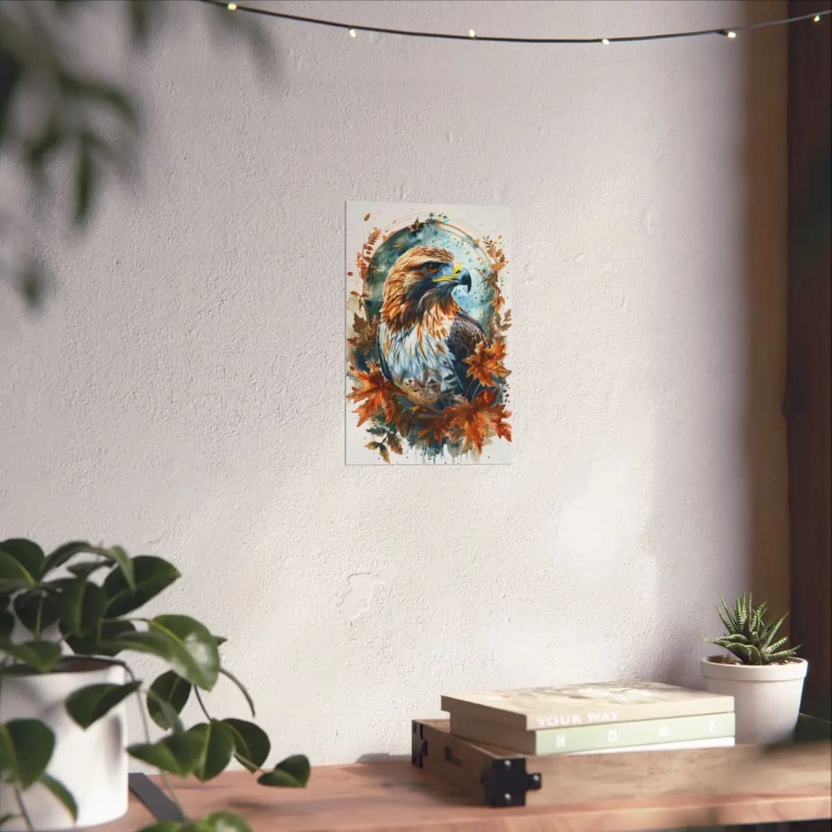 Majestic Hawk Amid Autumn Leaves - Matte Vertical Posters mockup angle 6
