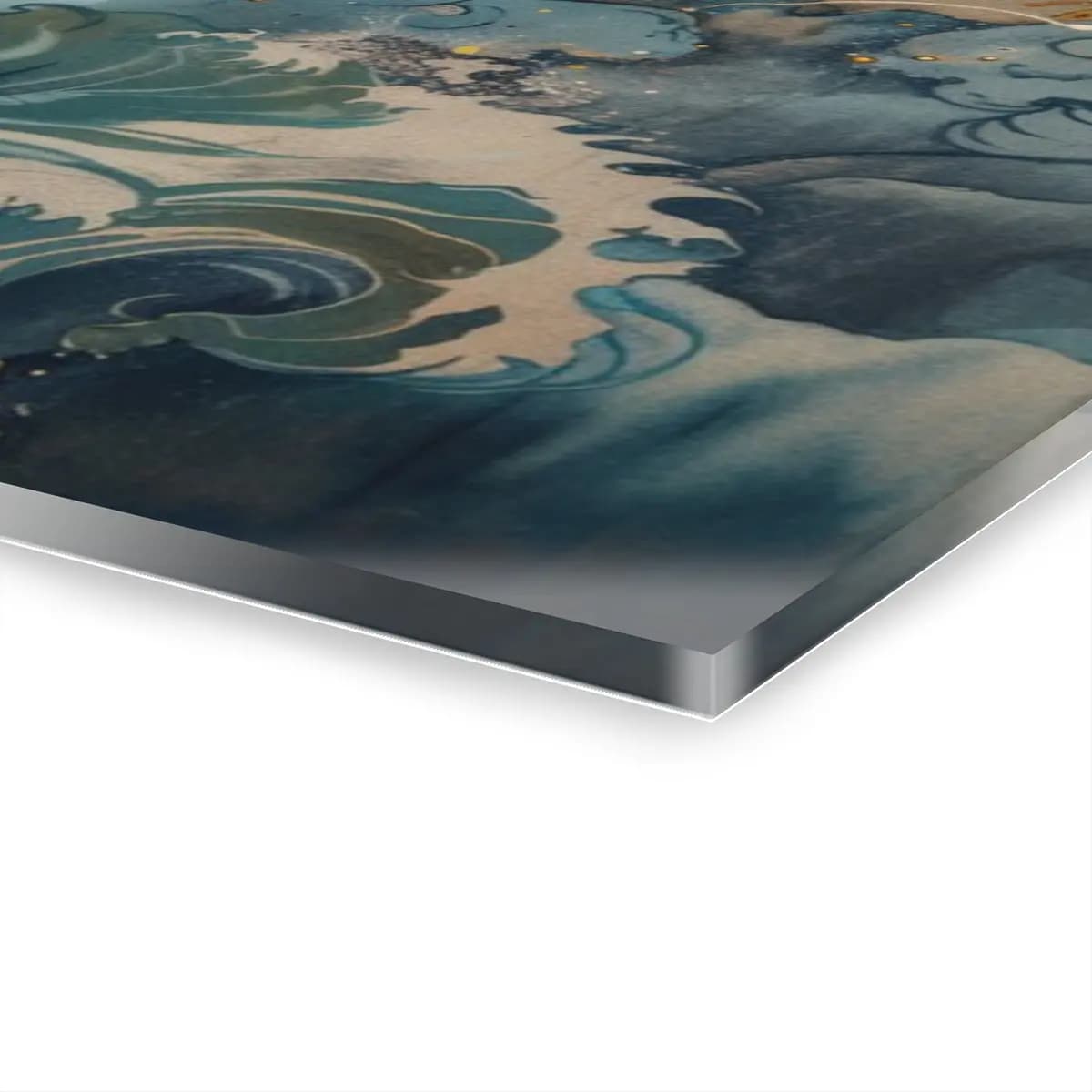 Celestial Dragon Rising Through Storm Waves - Acrylic Prints (French Cleat Hanging) mockup angle 3