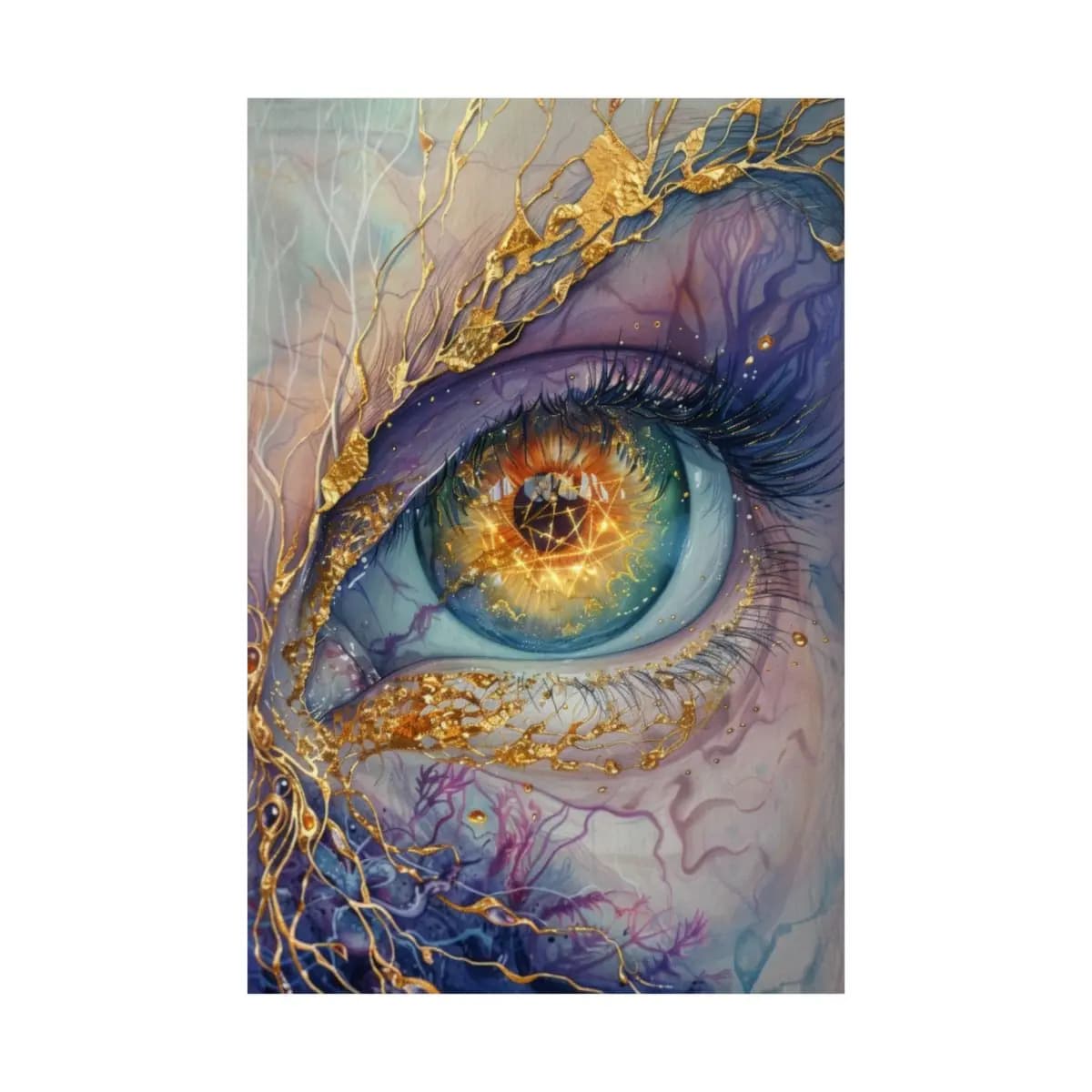 The Cosmic Eye Laced with Gold - Matte Vertical Posters mockup angle 2