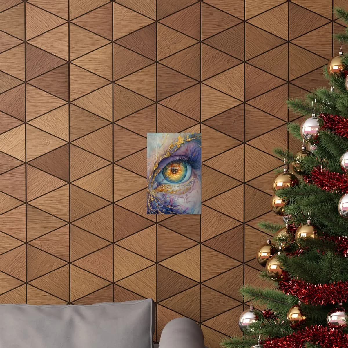 The Cosmic Eye Laced with Gold - Matte Vertical Posters mockup angle 4