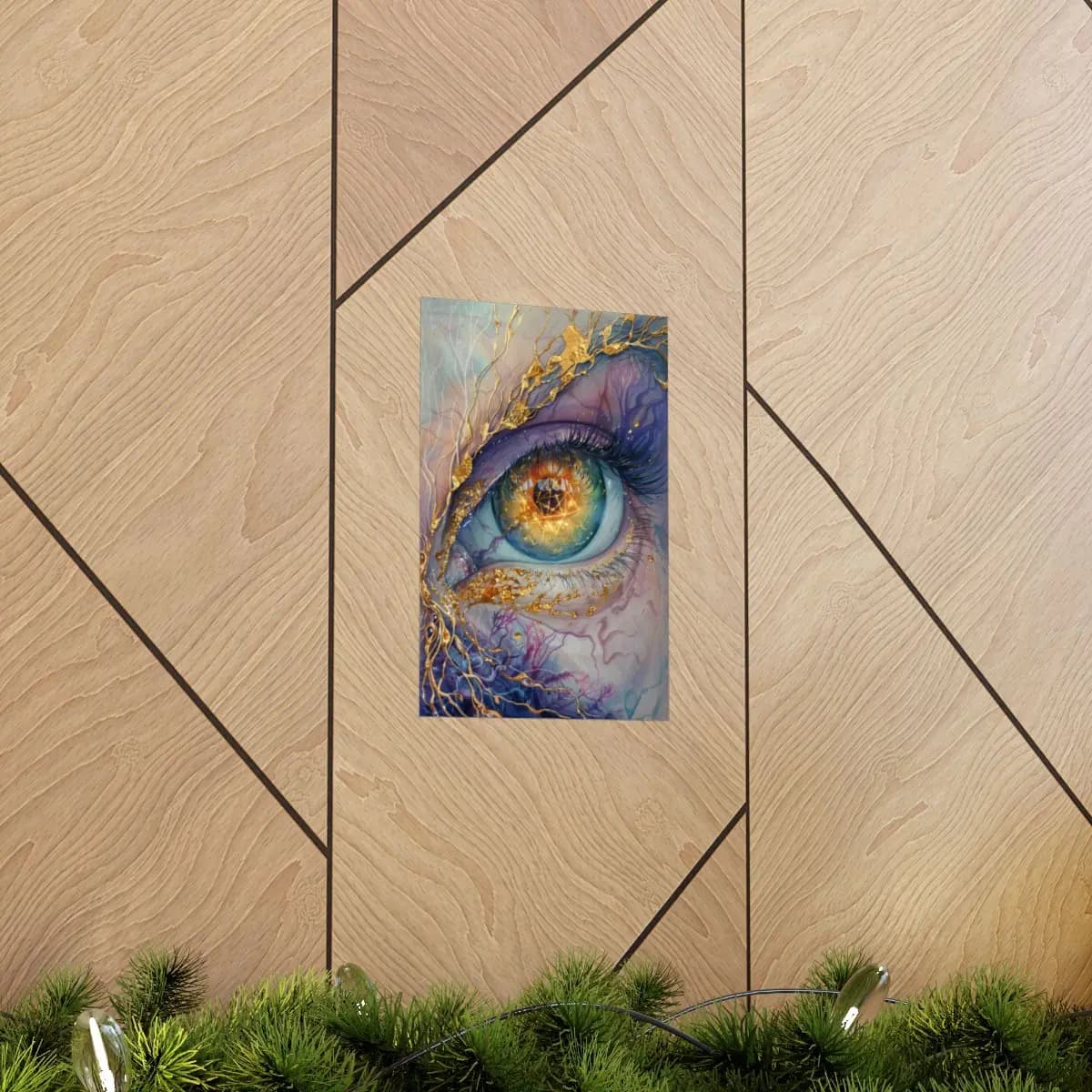 The Cosmic Eye Laced with Gold - Matte Vertical Posters mockup angle 5