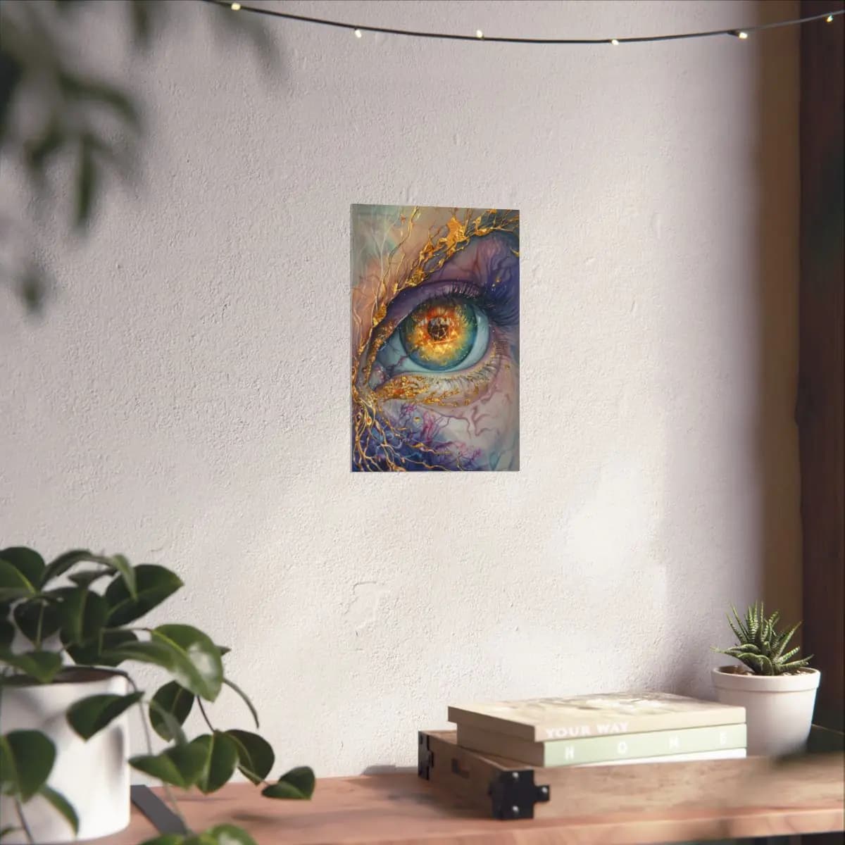 The Cosmic Eye Laced with Gold - Matte Vertical Posters mockup angle 6