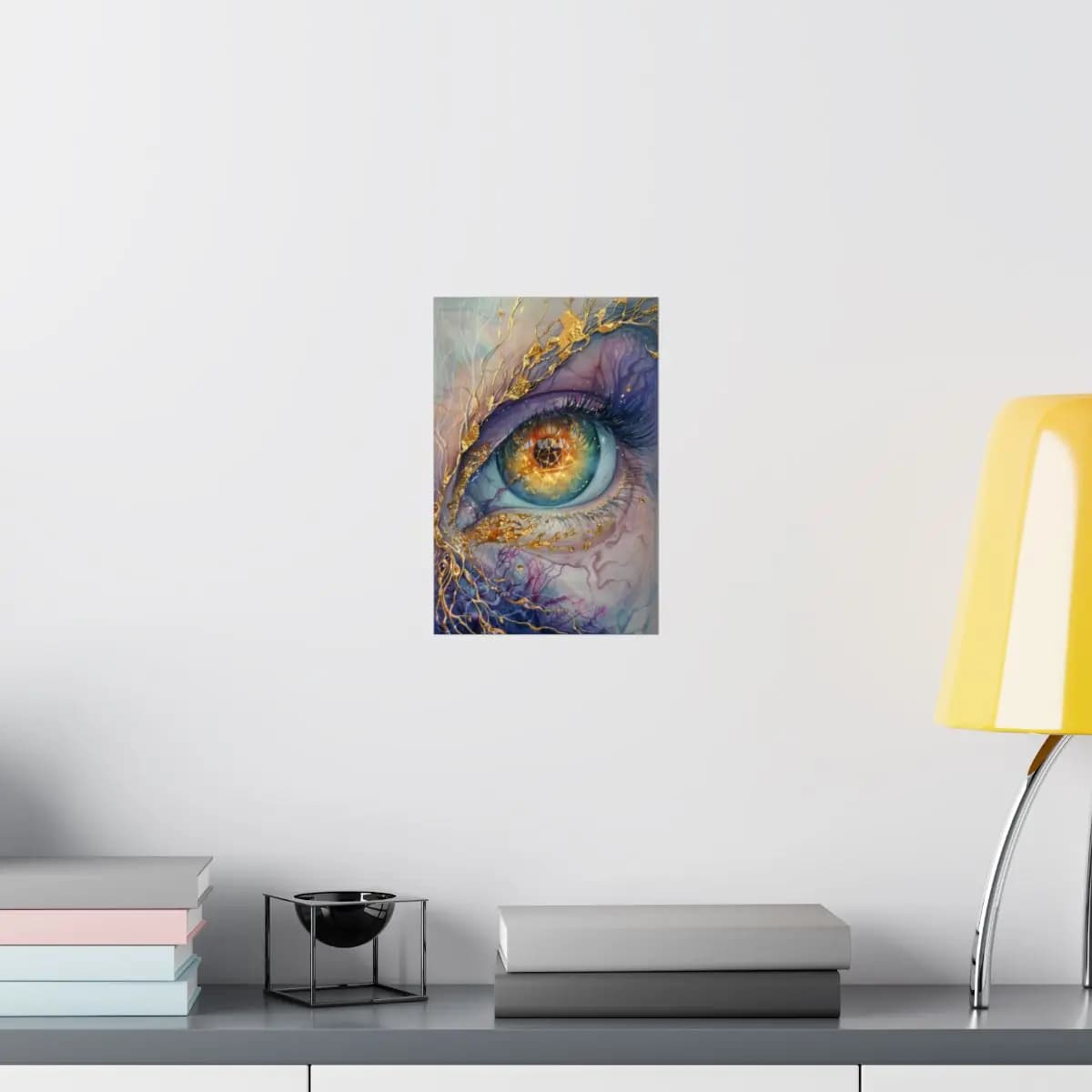 The Cosmic Eye Laced with Gold - Matte Vertical Posters mockup angle 8