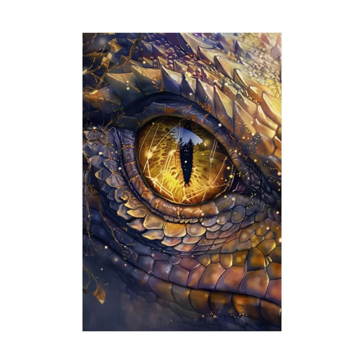 The Dragon's Eye with Golden Reflections - Matte Vertical Posters mockup angle 2