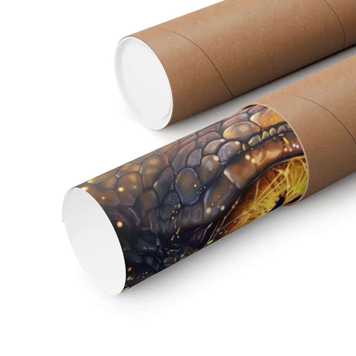The Dragon's Eye with Golden Reflections - Matte Vertical Posters mockup angle 3