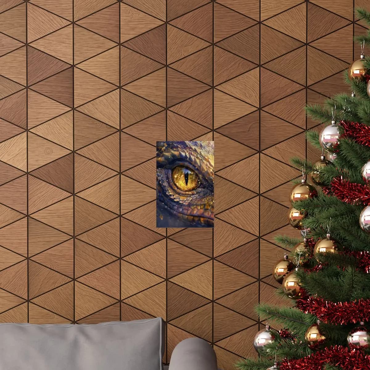 The Dragon's Eye with Golden Reflections - Matte Vertical Posters mockup angle 4