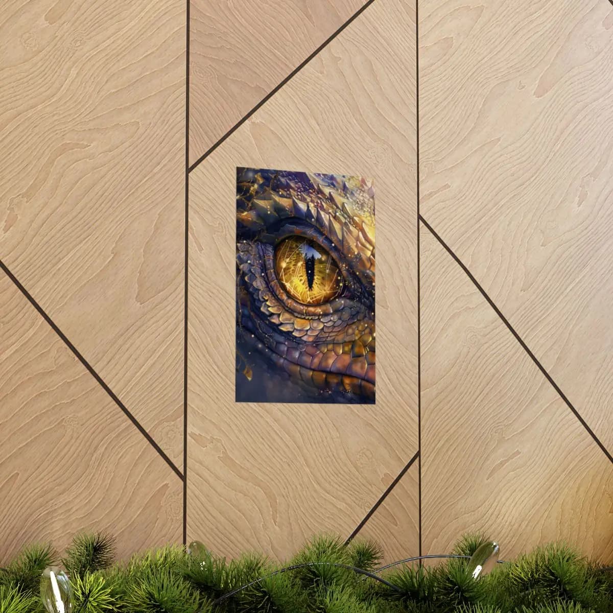 The Dragon's Eye with Golden Reflections - Matte Vertical Posters mockup angle 5