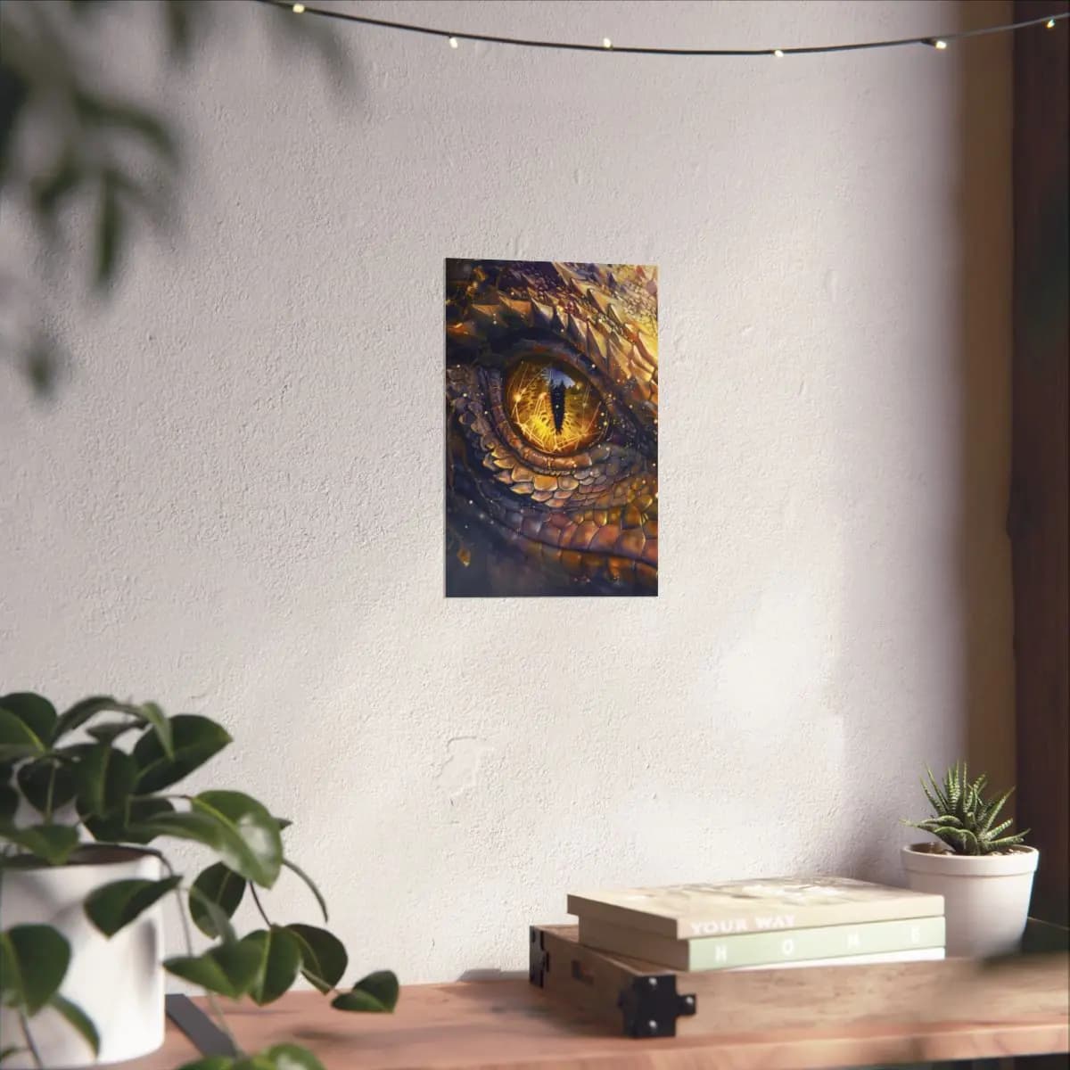The Dragon's Eye with Golden Reflections - Matte Vertical Posters mockup angle 6