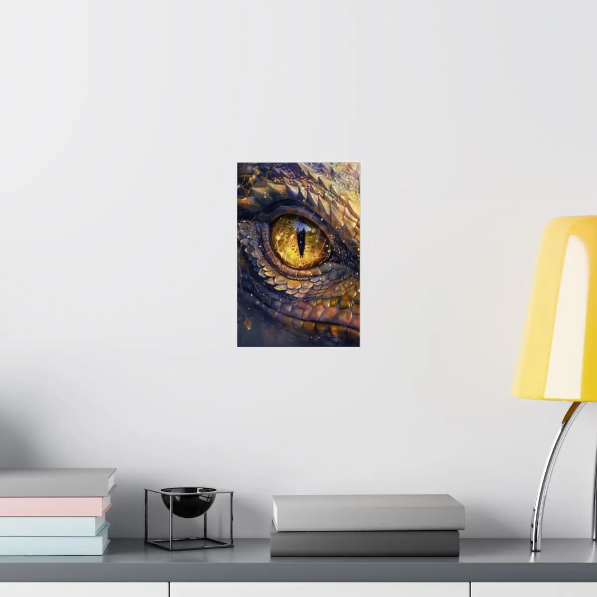 The Dragon's Eye with Golden Reflections - Matte Vertical Posters mockup angle 8