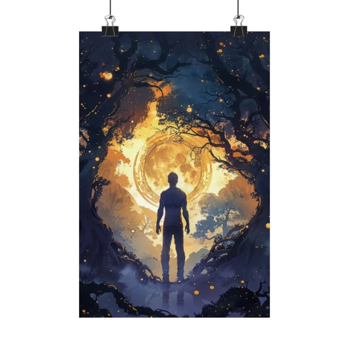 Silhouette Before the Golden Light Portal - Matte Vertical Posters mockup angle 1