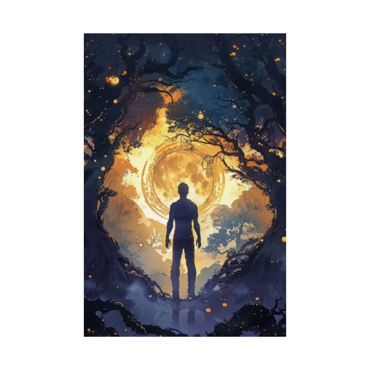 Silhouette Before the Golden Light Portal - Matte Vertical Posters mockup angle 2