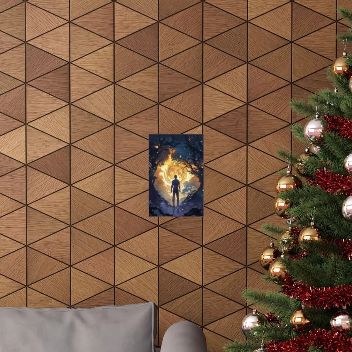 Silhouette Before the Golden Light Portal - Matte Vertical Posters mockup angle 4