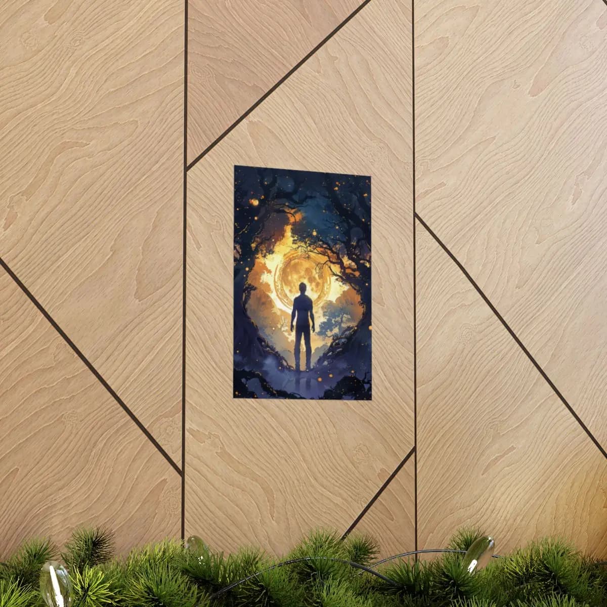 Silhouette Before the Golden Light Portal - Matte Vertical Posters mockup angle 5