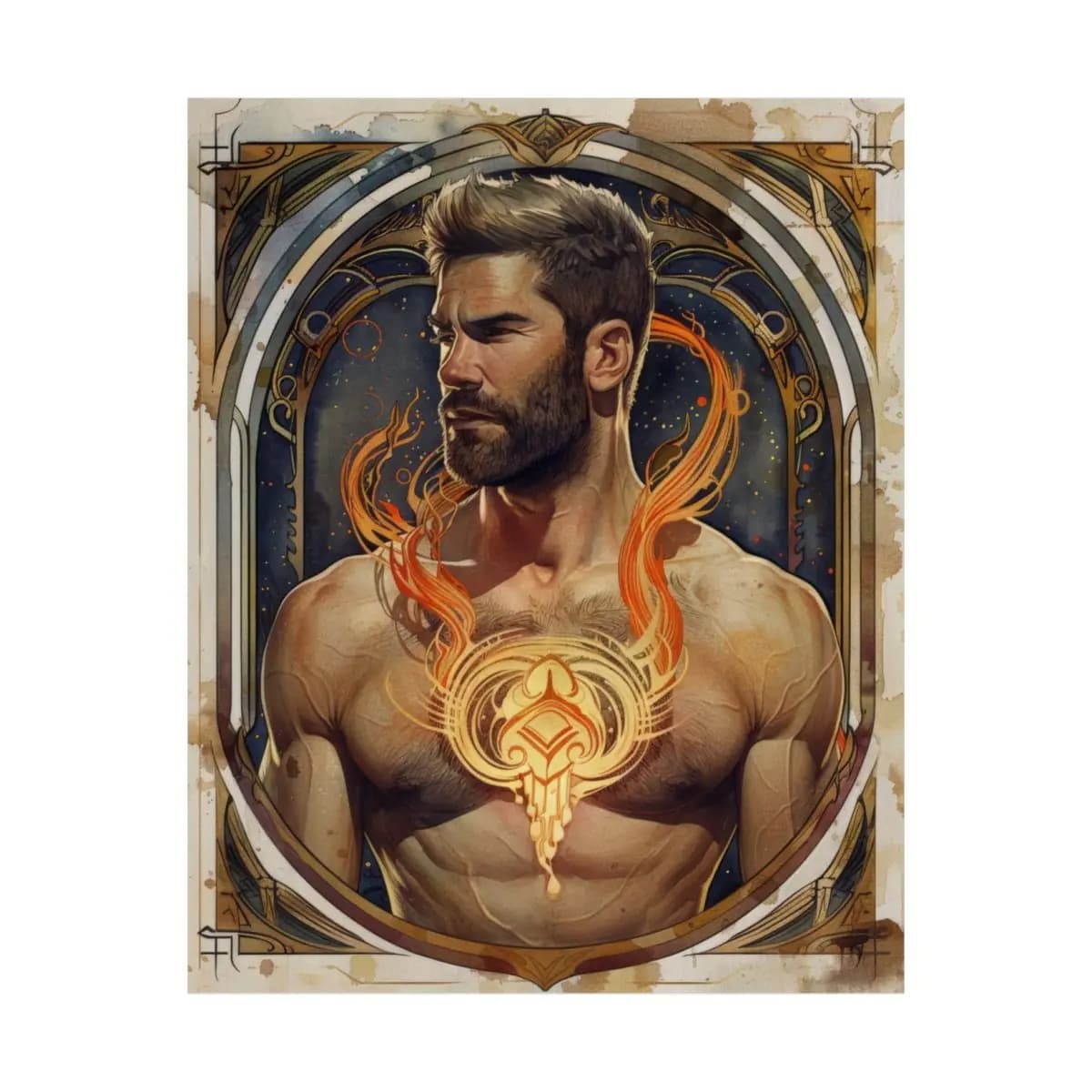 The Fire Man with a Blazing Heart - Matte Vertical Posters mockup angle 2