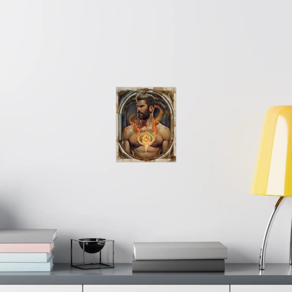 The Fire Man with a Blazing Heart - Matte Vertical Posters mockup angle 8