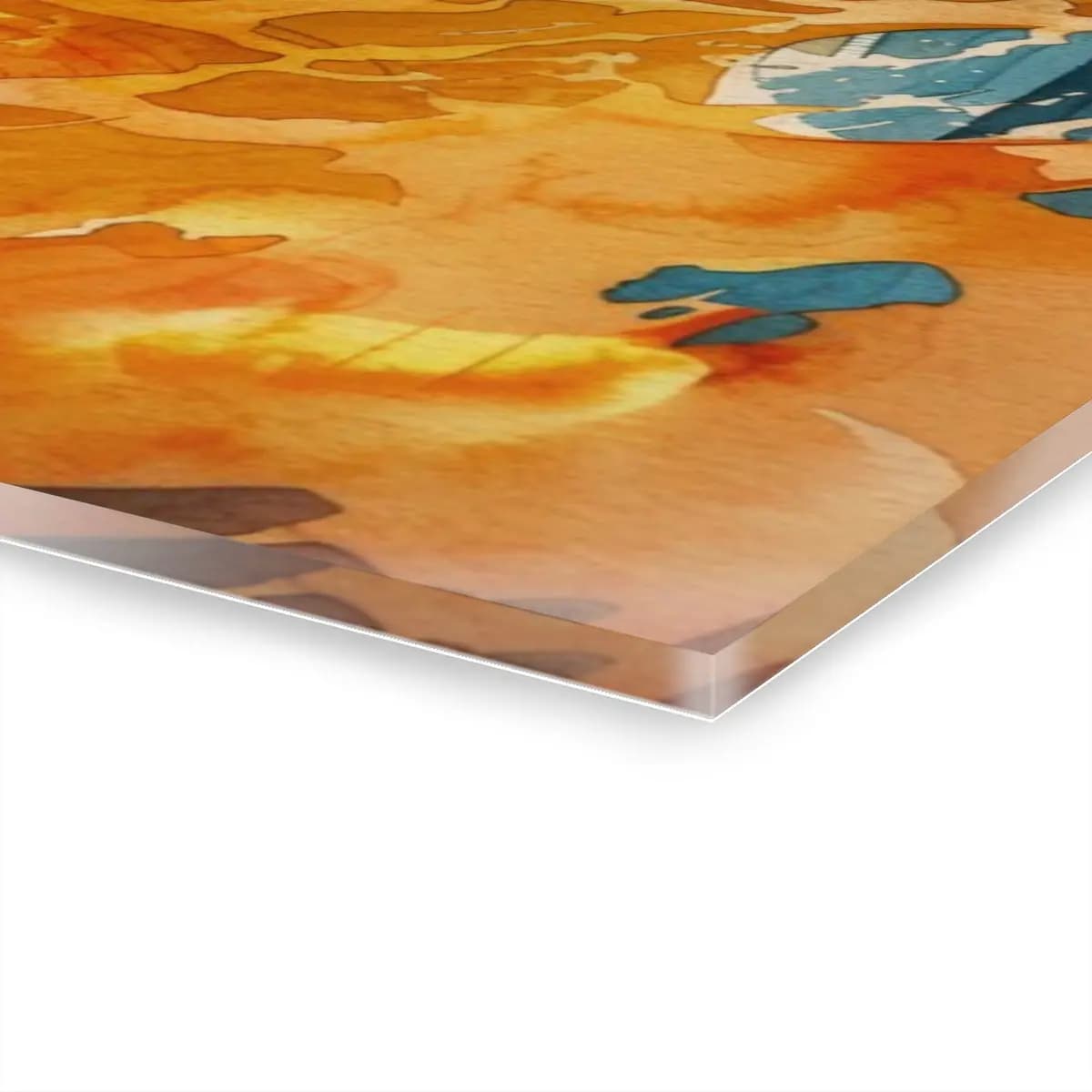 Fire Mage Conjuring Flames in Gothic Cathedral - Acrylic Prints (French Cleat Hanging) mockup angle 3